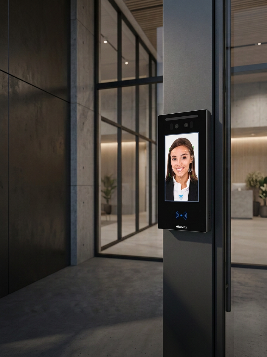 Sistema de acceso inteligente instalado en una entrada moderna